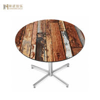 Table de jardin ronde en panneau HPL compact Hua Jiale, fabrication professionnelle, mobilier HPL