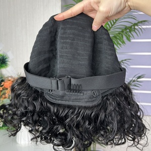 Peluca de Cabello Humano 100% Natural con Flequillo, Ondulada, de Alta Densidad, 12 Pulgadas, Fabricada a Máquina, Calidad SDD - Product Image 6