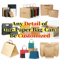 Sac fourre-tout en papier kraft de luxe avec poignée en ruban et impression de logo personnalisé pour le shopping et l'emballage de cadeaux