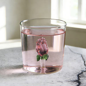 Vaso de Vidrio Creativo 3D con Forma de Rosa Rosa de 380 ml para el Día de San Valentín, Vaso para Bebidas Frías y Calientes, Vasos para Parejas, Regalos - Product Image 1