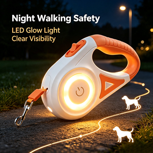 <span class=keywords><strong>Laisse</strong></span> <span class=keywords><strong>Rétractable</strong></span> pour Chien de 5 Mètres avec Lampe Torche LED, <span class=keywords><strong>Laisse</strong></span> Automatique pour Petits et Moyens Chiens, Design Simple et Moderne en ABS, Idéale pour l'Extérieur - Product Image 1