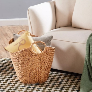 Panier de rangement en forme de bateau en jonc de mer et jacinthe d'eau, tissé à la main, style bohème, écologique, décoration intérieure, export direct du Vietnam - Product Image 1