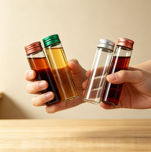Frasco de Vidrio Transparente de 50 ml con Tapa de Rosca de Aluminio, Botella Cilíndrica Vacía para Salsas, Aceite, Condimentos, Envases para Regalos - Product Image 1