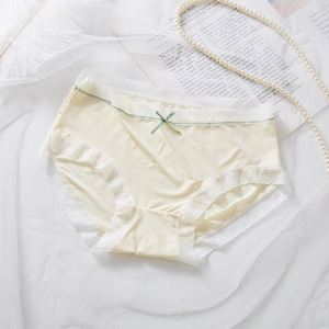 Ropa interior de punto de seda helada para mujer, de cintura media, sexy, estilo hipster, sin costuras, con entrepierna de algodón fino, de secado rápido y antibacteriana. - Product Image 3