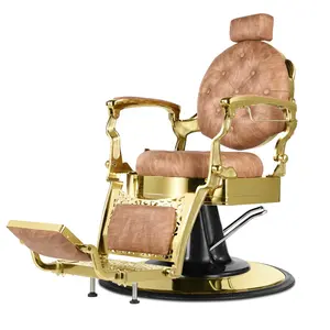 复古理发椅silla de barbero黄金美发沙龙椅子理发店高品质美发椅子上的人