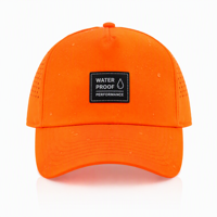 Casquette de baseball imperméable en sergé 100 % polyester avec logo personnalisé, ajustable, 6 panneaux, trous de ventilation laser, unisexe, OEM, vente en gros, MOQ