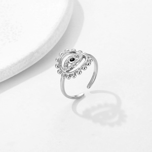 Non Tarnish Gold Plated Sun Flower Hoop Stainless Steel <b>Ring</b> Cz Zircon Eye Charm <b>Ring</b> - Product Image 6