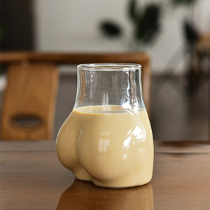 Gobelet en verre amusant et mignon, anti-fuite, 400 ml, couleur rose clair, pour jus, boissons, café, avec paille - Product Image 1