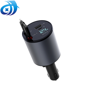 ใหม่เครื่องชาร์จในรถยนต์ USB C แบบพับเก็บได้ 100W ชาร์จ PD อย่างรวดเร็วพร้อมสายเคเบิลแบบพับเก็บได้ 2 เส้นและอะแดปเตอร์พอร์ต USB - Product Image 1