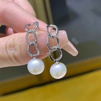 Boucles d'oreilles pendantes de luxe à grande perle unique pour femme, design perle mobile et oscillante, ton or et argent, usage quotidien