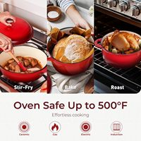 Ensemble de casseroles en fonte émaillée pour induction, 7 pièces, compatible four, sans PFAS
