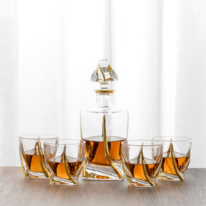 NOVARE <span class=keywords><strong>Carafe</strong></span> à whisky et à vin en verre transparent torsadé, personnalisée, dorée, 27 oz, sans plomb, certifiée LFGB, style bohème - Product Image 6