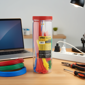 สายรัดเคเบิลวีโต้ 300 ชิ้น แพ็คคละขนาด คละสี ไนลอน แบบล็อคตัวเอง สำหรับจัดระเบียบอุปกรณ์อิเล็กทรอนิกส์ - Product Image 3