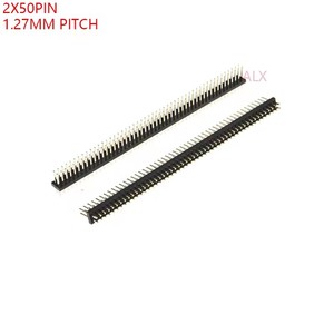 Mạ vàng 2x50 pin hàng tăng gấp đôi nam 1.27mm Pitch pin tiêu đề Kết nối dải 2x50pin <span class=keywords><strong>2</strong></span>*50 50 p 50pin cho PCB board <span class=keywords><strong>Arduino</strong></span> - Product Image 1