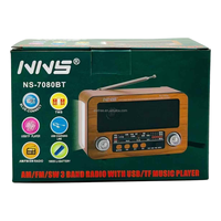 Radio solaire portable multi-bandes AM/FM/SW avec gros boutons en plastique, lampe de poche et torche, modèle NS-7080BT