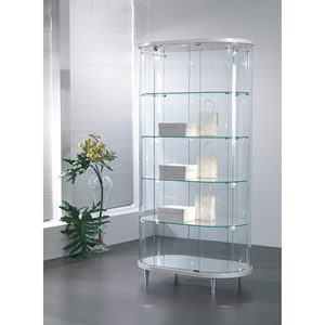 Vitrina ovalada de vidrio templado de 96x56x190cm, vitrina curva con iluminación LED y estantes ajustables - Product Image 1