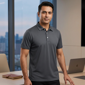 เสื้อโปโลแขนสั้นสำหรับผู้ชายเสื้อโปโลผ้าฝ้ายโพลีเอสเตอร์ผ้าถักใส่สบายพิมพ์โลโก้ตามสั่ง - Product Image 1