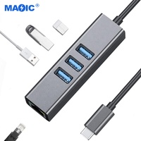 Adaptador de red ethernet tipo C a USB 3,0, convertidor de cable usb c a ethernet, venta al por mayor