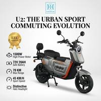 Moto électrique 72V 1500W, batterie au plomb-acide 20AH, autonomie de 70 km, vitesse maximale de 45 km/h, scooter électrique pour adultes, idéal pour les trajets quotidiens