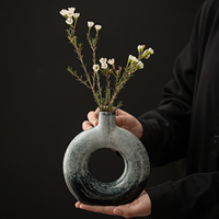 Jarrón de Cerámica Retro Wabi Sabi, Maceta de Arcilla Rústica Moteada, Ecológica, con Orificio de Drenaje, Esmaltada, Duradera, Adorno Decorativo para Hogar y Jardín