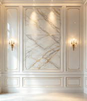 Panel de Pared con Vetas Doradas UV, Revestimiento Estilo Palacio Francés para Interiores Residenciales y Comerciales de Lujo