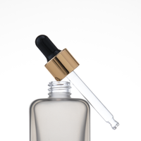 Flacon Compte-Gouttes Carré en Verre 30ml/50ml avec Logo Personnalisé, Fini Dépoli, Bouchon à Vis, pour Sérum Visage Soins de la Peau