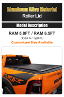 Zolionwil Couverture de lit de camionnette rétractable en aluminium Roll up Hard Cover Tonneau pour Dodge RAM 1500