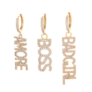 Boucles d'oreilles pendantes de luxe HAPPY LOVE <span class=keywords><strong>MAMA</strong></span> pour femmes, style européen et américain, serties de diamants, design long et exagéré, vente chaude - Product Image 2