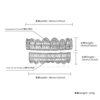 Grillz Hip Hop entièrement sertis de zircone cubique taille baguette, bijoux dentaires, accessoire buccal style punk pour rappeur, vente en gros