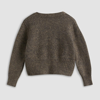 Vente en gros de service OEM Cardigan à boutons en laine mélangée marron selle pour femmes col V Boutons tortue style vintage