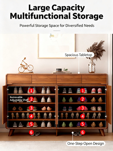 Mueble de Entrada en Oferta, Zapatero, Organizador Antipolvo, Moderno Zapatero de Madera con Puerta - Product Image 3