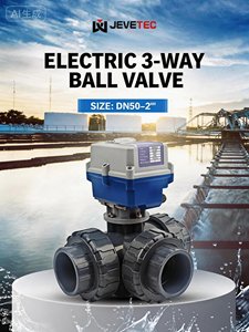 Vanne à boisseau sphérique électrique à commande motorisée 3 voies CPVC/PVC DN25 pour eau, certifiée CE, joint en PTFE, débit de 50 L/min - Product Image 1
