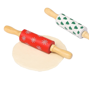 Giáng Sinh Phong Cách Florals Thân Thiện Với Môi Không Dính Cán Pin Cấp Thực Phẩm Bằng Gỗ Xử Lý Máy Rửa Chén An Toàn Bột Pastry Bánh Pizza <span class=keywords><strong>Cookie</strong></span> - Product Image 1