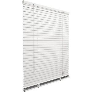 Store vénitien en PVC blanc 100x160 cm avec lames inclinables, pare-soleil mural - Product Image 1