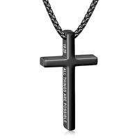 Collares y Cadenas de Moda Fina con Colgante de Cruz Pequeña de Aleación Pulida de Alto Brillo Estilo Hip Hop para Hombres