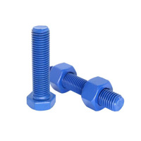 PTFE Fluorocarbone Xylan Enduit ASTM A193 Vis à tête hexagonale Boulons et écrous B7 B16 Longueur 20mm pour tiges filetées