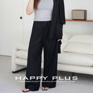 กางเกงขากว้างลายทางแนวตั้งทันสมัยขนาดพลัสไซส์ N9143 กางเกงยางยืดสำหรับผู้หญิงสำหรับการเดินทาง - Product Image 5