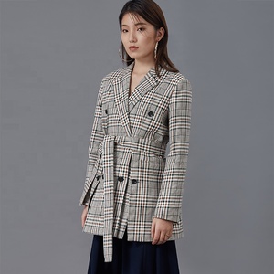Chic Trendy Split Open Front Umhang Anzug Green Plaid Cape <span class=keywords><strong>Blazer</strong></span> für Frauen - Product Image 3