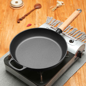 Olla espesada presazonada <span class=keywords><strong>para</strong></span> <span class=keywords><strong>cocinar</strong></span>, <span class=keywords><strong>sartenes</strong></span> con mango de madera de hierro fundido, el mejor mayorista - Product Image 3