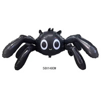 Grand ballon en aluminium araignée noire, décoration de fête d'Halloween, fournitures d'anniversaire sur le thème des insectes effrayants, grands yeux de 58 pouces