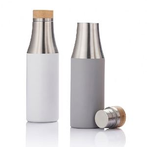 Stainless Steel Vacuum <b>Flask</b> Water Cup With Bamboo Tops Lid and Custom Laser Engrave - Product Image 2