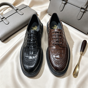 Zapatos Derby de Hombre con Suela Gruesa y Patrón de Cocodrilo de Lujo, Listos para Enviar - Zapatos Formales de Negocios de Cuero Exótico Italiano de Alta Gama - Product Image 4