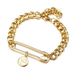 Charm Vintage Gift 6 Styles Gold Plated Metal Pearl Round Disc Paperclip Chain Girl Jewelry Women Bracelet - Product Image 2