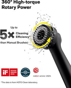 Brosse de nettoyage HOTO rechargeable pour joints, étanche IPX7, pour salle de bain, <span class=keywords><strong>carrelage</strong></span>, coins et fentes, nettoyeur rotatif sans fil - Product Image 2