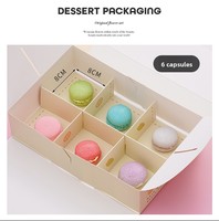Boîtes à emporter personnalisées avec logo tendance pour pâtisseries, macarons, scones français, pâtisseries, emballages portables pour biscuits