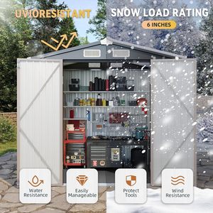 Wholesale 8x6FT Shed with Floor Galvanized Steel Outdoor <strong>Storage</strong> Shed Metal <strong>Garden</strong> Shed with Double Doors - Product Image 4