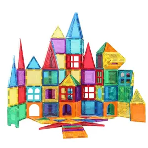 热卖学前教育玩具杆智能彩色儿童建筑磁铁连接块磁性瓷砖