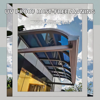 Auvent manuel autonettoyant en aluminium anti-rouille avec protection UV pour extérieur, toit en polycarbonate pour balcon, terrasse et patio