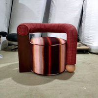Fauteuil rond unique en flanelle pour salon de villa, une place, avec design moderne et housse amovible