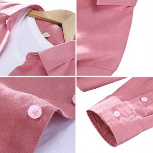Camicie da <span class=keywords><strong>Uomo</strong></span> 100% <span class=keywords><strong>Lino</strong></span> Anti-Pilling in Broadcloth per Ufficio e Casual, Moda Primavera-Estate con Colletto Rovesciato - Product Image 3